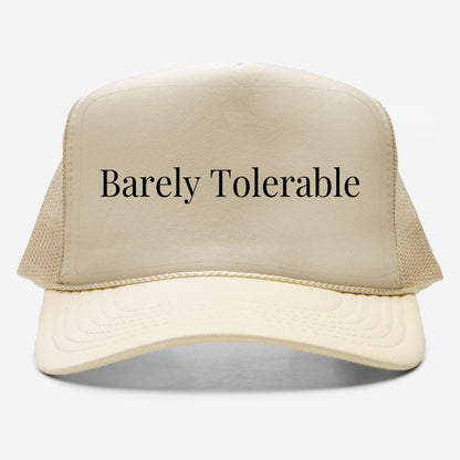 Barely Tolerable EmbroideredTrucker Hat, Simple Bookish Merch, Gift for Book Lovers