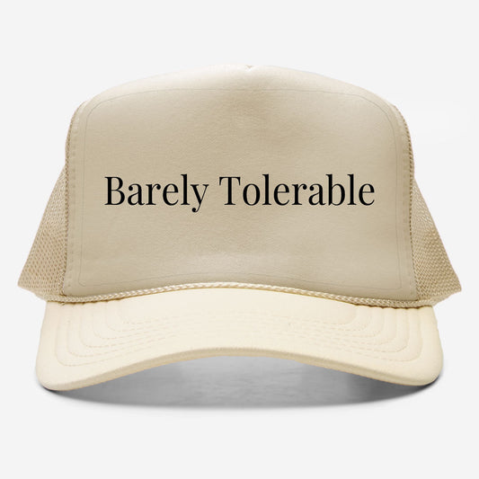 Barely Tolerable EmbroideredTrucker Hat, Simple Bookish Merch, Gift for Book Lovers