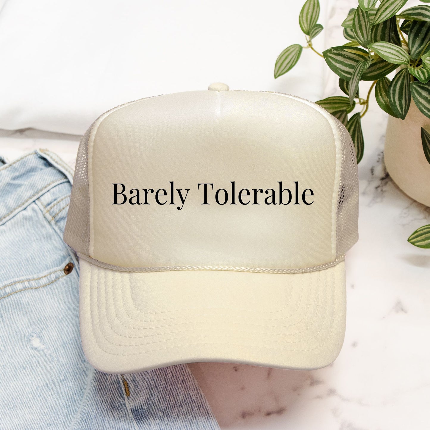 Barely Tolerable EmbroideredTrucker Hat, Simple Bookish Merch, Gift for Book Lovers