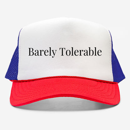 Barely Tolerable EmbroideredTrucker Hat, Simple Bookish Merch, Gift for Book Lovers