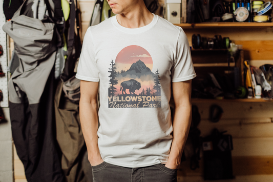 Yellowstone National Park Tshirt, Bison Landscape Graphic Tee, Granola Girl Aesthetic