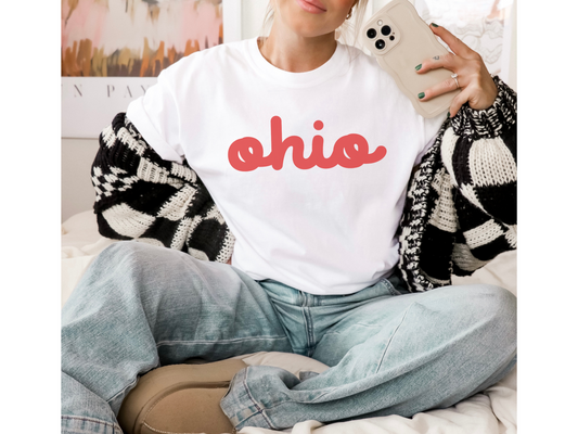 Simple Script Ohio T-Shirt – Retro Game Day Tee for Buckeye Fans, Cbus Cleveland Cincy Gift